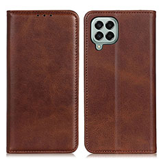 Leather Case Stands Flip Cover Holder A02D for Samsung Galaxy M33 5G Brown