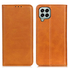 Leather Case Stands Flip Cover Holder A02D for Samsung Galaxy M33 5G Light Brown