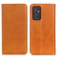 Leather Case Stands Flip Cover Holder A02D for Samsung Galaxy Quantum2 5G Light Brown