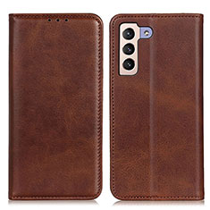 Leather Case Stands Flip Cover Holder A02D for Samsung Galaxy S21 5G Brown