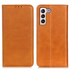 Leather Case Stands Flip Cover Holder A02D for Samsung Galaxy S21 FE 5G Light Brown