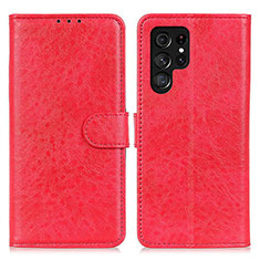 Leather Case Stands Flip Cover Holder A02D for Samsung Galaxy S21 Ultra 5G Red