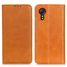 Leather Case Stands Flip Cover Holder A02D for Samsung Galaxy XCover 5 SM-G525F Light Brown