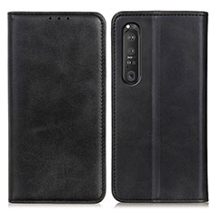 Leather Case Stands Flip Cover Holder A02D for Sony Xperia 1 III Black