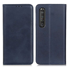 Leather Case Stands Flip Cover Holder A02D for Sony Xperia 1 III Blue