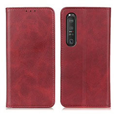 Leather Case Stands Flip Cover Holder A02D for Sony Xperia 1 III Red