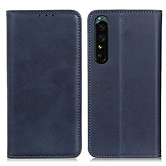 Leather Case Stands Flip Cover Holder A02D for Sony Xperia 1 V Blue