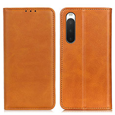 Leather Case Stands Flip Cover Holder A02D for Sony Xperia 10 IV Light Brown