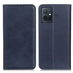 Leather Case Stands Flip Cover Holder A02D for Vivo iQOO Z6 5G Blue