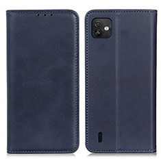 Leather Case Stands Flip Cover Holder A02D for Wiko Y82 Blue