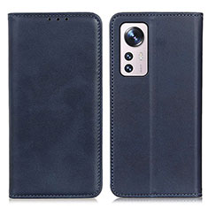 Leather Case Stands Flip Cover Holder A02D for Xiaomi Mi 12 5G Blue
