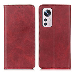 Leather Case Stands Flip Cover Holder A02D for Xiaomi Mi 12 5G Red