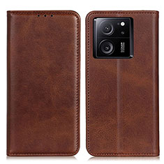 Leather Case Stands Flip Cover Holder A02D for Xiaomi Mi 13T Pro 5G Brown