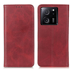 Leather Case Stands Flip Cover Holder A02D for Xiaomi Mi 13T Pro 5G Red