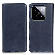 Leather Case Stands Flip Cover Holder A02D for Xiaomi Mi 14 Pro 5G Blue