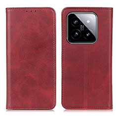 Leather Case Stands Flip Cover Holder A02D for Xiaomi Mi 14 Pro 5G Red