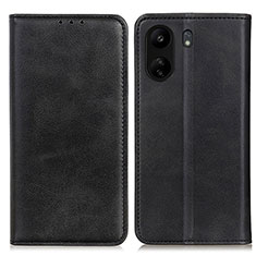 Leather Case Stands Flip Cover Holder A02D for Xiaomi Redmi 13C Black