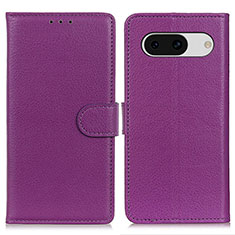Leather Case Stands Flip Cover Holder A03D for Google Pixel 8a 5G Purple