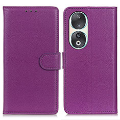 Leather Case Stands Flip Cover Holder A03D for Huawei Honor 90 5G Purple