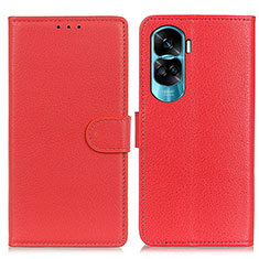 Leather Case Stands Flip Cover Holder A03D for Huawei Honor 90 Lite 5G Red