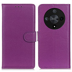 Leather Case Stands Flip Cover Holder A03D for Huawei Honor Magic6 Lite 5G Purple