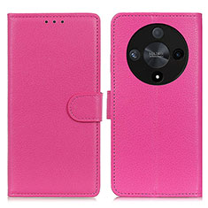 Leather Case Stands Flip Cover Holder A03D for Huawei Honor X9b 5G Hot Pink