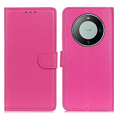 Leather Case Stands Flip Cover Holder A03D for Huawei Mate 60 Hot Pink