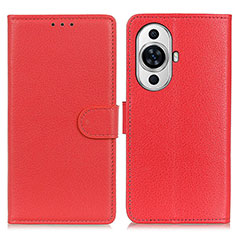 Leather Case Stands Flip Cover Holder A03D for Huawei Nova 11 Pro Red