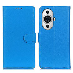 Leather Case Stands Flip Cover Holder A03D for Huawei Nova 11 Pro Sky Blue