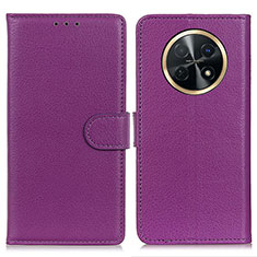 Leather Case Stands Flip Cover Holder A03D for Huawei Nova Y91 Purple