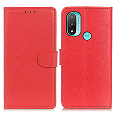 Leather Case Stands Flip Cover Holder A03D for Motorola Moto E20 Red