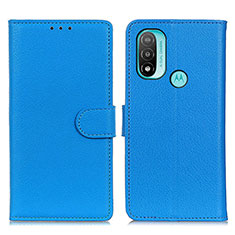 Leather Case Stands Flip Cover Holder A03D for Motorola Moto E20 Sky Blue