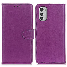 Leather Case Stands Flip Cover Holder A03D for Motorola Moto E32s Purple