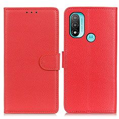 Leather Case Stands Flip Cover Holder A03D for Motorola Moto E40 Red