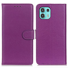 Leather Case Stands Flip Cover Holder A03D for Motorola Moto Edge 20 Lite 5G Purple