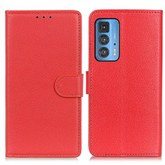 Leather Case Stands Flip Cover Holder A03D for Motorola Moto Edge 20 Pro 5G Red