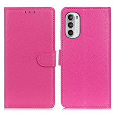 Leather Case Stands Flip Cover Holder A03D for Motorola Moto Edge (2022) 5G Hot Pink