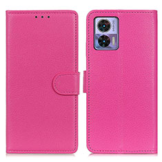 Leather Case Stands Flip Cover Holder A03D for Motorola Moto Edge 30 Neo 5G Hot Pink