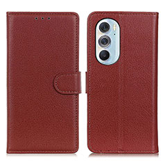 Leather Case Stands Flip Cover Holder A03D for Motorola Moto Edge 30 Pro 5G Brown