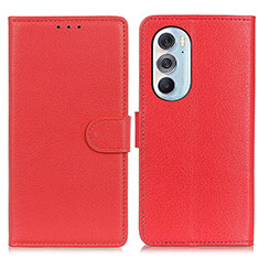 Leather Case Stands Flip Cover Holder A03D for Motorola Moto Edge 30 Pro 5G Red