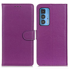 Leather Case Stands Flip Cover Holder A03D for Motorola Moto Edge S Pro 5G Purple