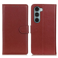 Leather Case Stands Flip Cover Holder A03D for Motorola Moto Edge S30 5G Brown