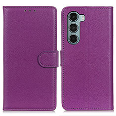 Leather Case Stands Flip Cover Holder A03D for Motorola Moto Edge S30 5G Purple
