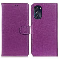 Leather Case Stands Flip Cover Holder A03D for Motorola Moto G 5G (2022) Purple