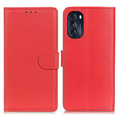 Leather Case Stands Flip Cover Holder A03D for Motorola Moto G 5G (2022) Red