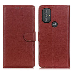 Leather Case Stands Flip Cover Holder A03D for Motorola Moto G Play (2023) Brown