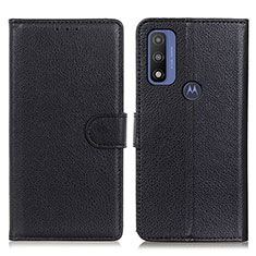 Leather Case Stands Flip Cover Holder A03D for Motorola Moto G Pure Black