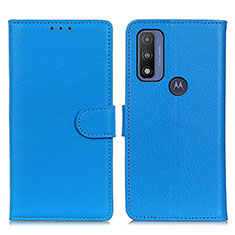 Leather Case Stands Flip Cover Holder A03D for Motorola Moto G Pure Sky Blue