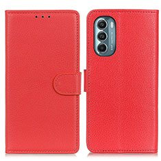 Leather Case Stands Flip Cover Holder A03D for Motorola Moto G Stylus (2022) 4G Red