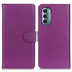 Leather Case Stands Flip Cover Holder A03D for Motorola Moto G Stylus (2022) 5G Purple